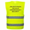 Järjestyksenvalvojan huomioliivi, neonkeltainen, selkäpuoli Järjestyksenvalvojan liivi, huomioliivi, keltainen